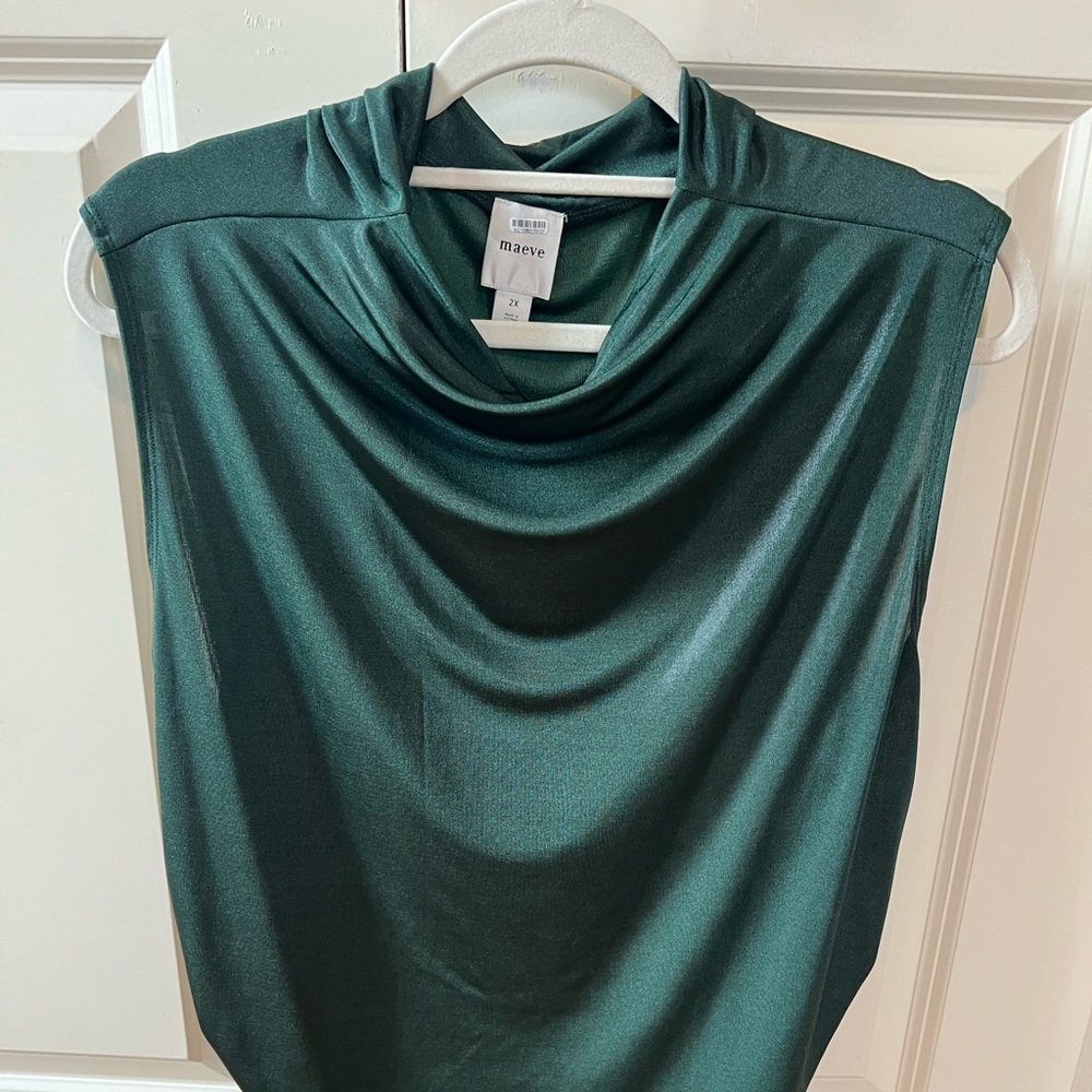 Maeve Emerald Satin Top